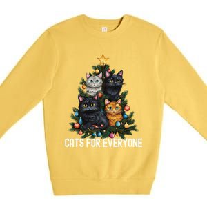 Cats For Everybody Christmas Tree Gift Premium Crewneck Sweatshirt