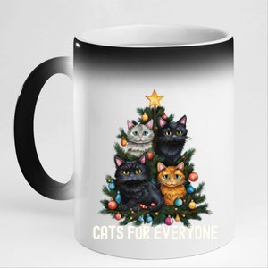 Cats For Everybody Christmas Tree Gift 11oz Black Color Changing Mug