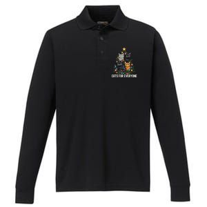 Cats For Everybody Christmas Tree Gift Performance Long Sleeve Polo