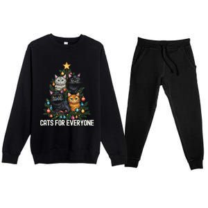 Cats For Everybody Christmas Tree Gift Premium Crewneck Sweatsuit Set