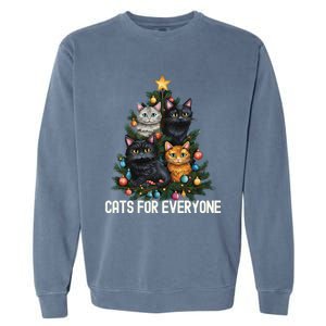 Cats For Everybody Christmas Tree Gift Garment-Dyed Sweatshirt