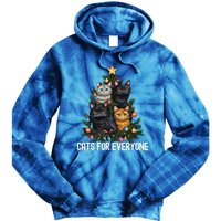 Cats For Everybody Christmas Tree Gift Tie Dye Hoodie