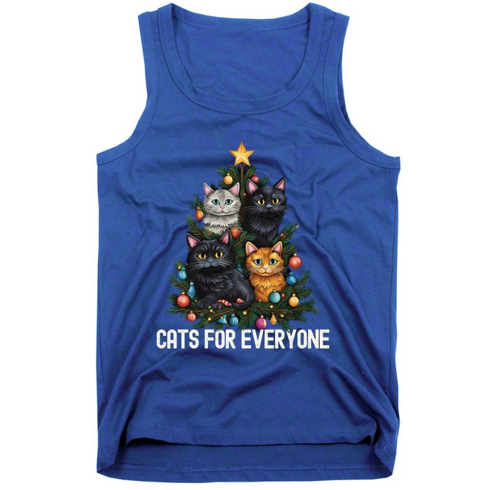 Cats For Everybody Christmas Tree Gift Tank Top