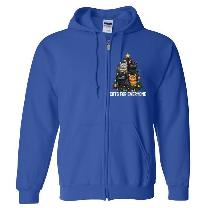 Cats For Everybody Christmas Tree Gift Full Zip Hoodie