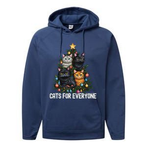 Cats For Everybody Christmas Tree Gift Performance Fleece Hoodie