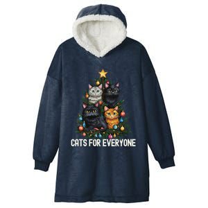 Cats For Everybody Christmas Tree Gift Hooded Wearable Blanket