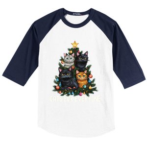 Cats For Everybody Christmas Tree Gift Baseball Sleeve Shirt