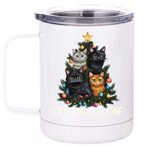 Cats For Everybody Christmas Tree Gift 12 oz Stainless Steel Tumbler Cup