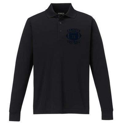 Cowboys Football Est 1960 Performance Long Sleeve Polo