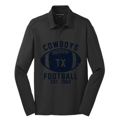 Cowboys Football Est 1960 Silk Touch Performance Long Sleeve Polo