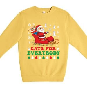 Cats For Everybody Funny Christmas Santa Cat Lovers Great Gift Premium Crewneck Sweatshirt