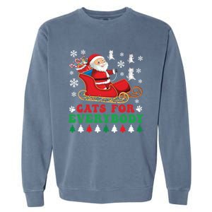 Cats For Everybody Funny Christmas Santa Cat Lovers Great Gift Garment-Dyed Sweatshirt