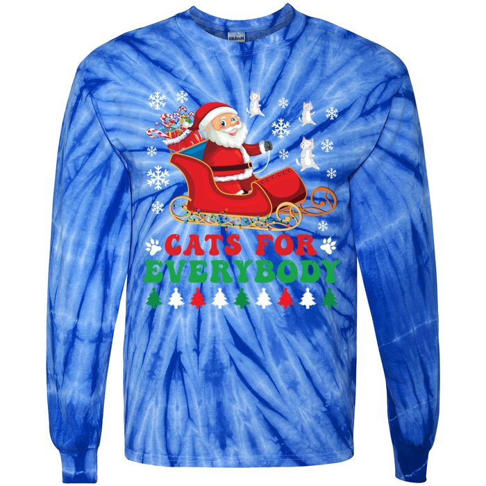 Cats For Everybody Funny Christmas Santa Cat Lovers Great Gift Tie-Dye Long Sleeve Shirt