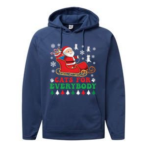 Cats For Everybody Funny Christmas Santa Cat Lovers Great Gift Performance Fleece Hoodie