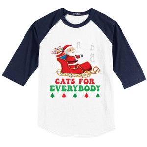 Cats For Everybody Funny Christmas Santa Cat Lovers Great Gift Baseball Sleeve Shirt