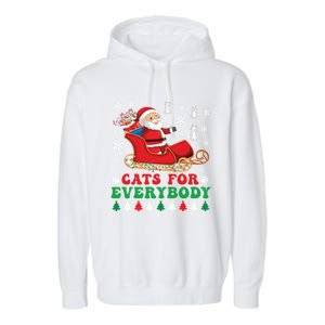 Cats For Everybody Funny Christmas Santa Cat Lovers Great Gift Garment-Dyed Fleece Hoodie