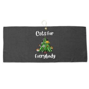 Cats For Everybody Funny Christmas Tree Cat Funny Xmas Cat Cute Gift Large Microfiber Waffle Golf Towel