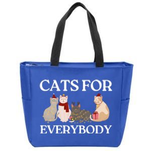 Cats For Everybody Santa Hat Kitties Merry Christmas Costume Gift Zip Tote Bag