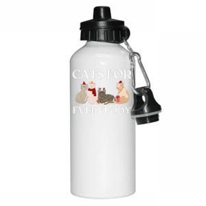 Cats For Everybody Santa Hat Kitties Merry Christmas Costume Gift Aluminum Water Bottle