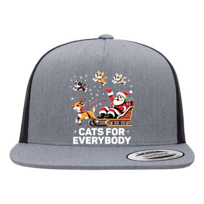 Cats For Everybody Funny Christmas Cat Xmas Women Santa Flat Bill Trucker Hat