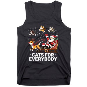 Cats For Everybody Funny Christmas Cat Xmas Women Santa Tank Top