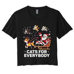 Cats For Everybody Funny Christmas Cat Xmas Women Santa Women's Crop Top Tee