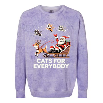 Cats For Everybody Funny Christmas Cat Xmas Santa Colorblast Crewneck Sweatshirt