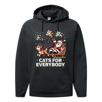 Cats For Everybody Funny Christmas Cat Xmas Santa Performance Fleece Hoodie