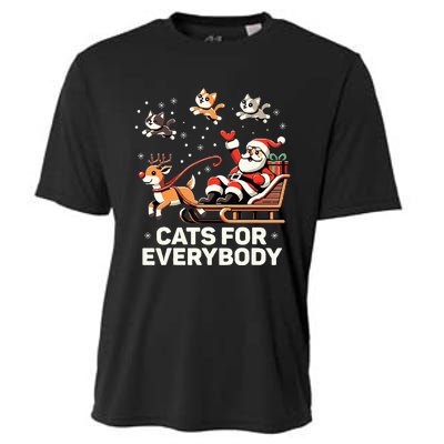 Cats For Everybody Funny Christmas Cat Xmas Santa Cooling Performance Crew T-Shirt