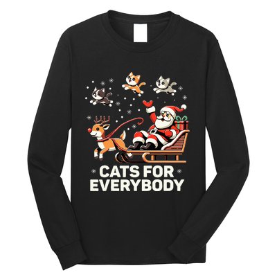 Cats For Everybody Funny Christmas Cat Xmas Santa Long Sleeve Shirt