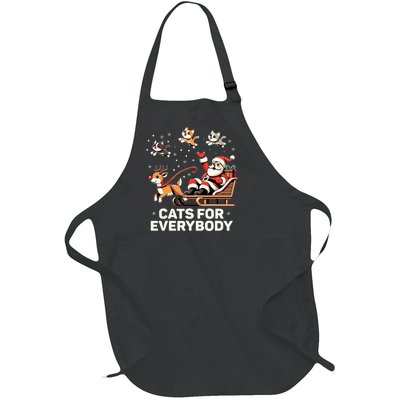 Cats For Everybody Funny Christmas Cat Xmas Santa Full-Length Apron With Pockets