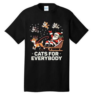 Cats For Everybody Funny Christmas Cat Xmas Santa Tall T-Shirt