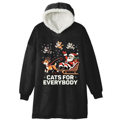 Cats For Everybody Funny Christmas Cat Xmas Santa Hooded Wearable Blanket