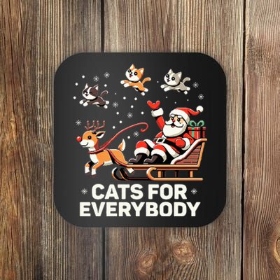 Cats For Everybody Funny Christmas Cat Xmas Santa Coaster