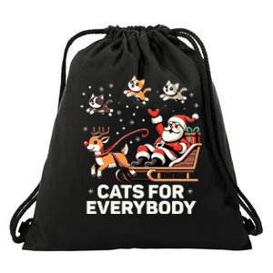 Cats For Everybody Funny Christmas Cat Xmas Santa Drawstring Bag