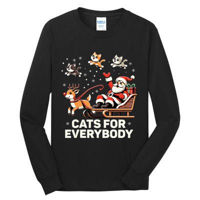 Cats For Everybody Funny Christmas Cat Xmas Santa Tall Long Sleeve T-Shirt