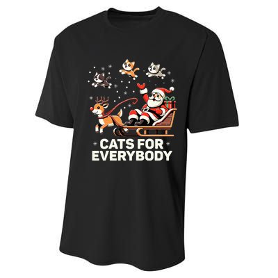 Cats For Everybody Funny Christmas Cat Xmas Santa Performance Sprint T-Shirt