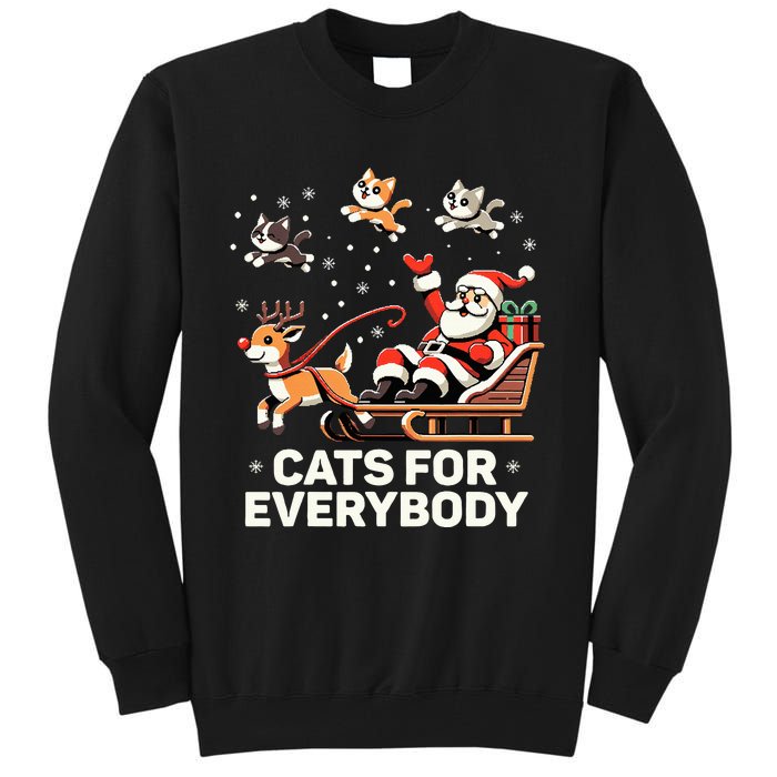 Cats For Everybody Funny Christmas Cat Xmas Santa Tall Sweatshirt