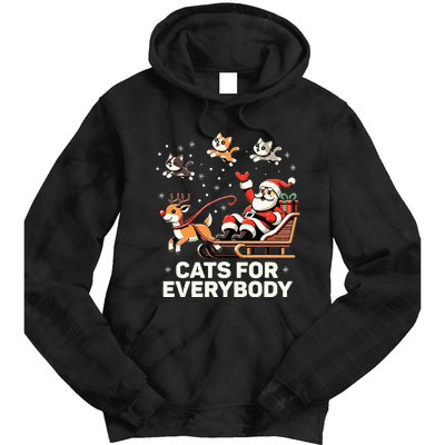 Cats For Everybody Funny Christmas Cat Xmas Santa Tie Dye Hoodie