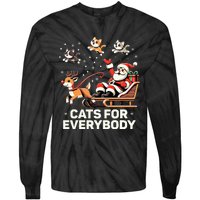 Cats For Everybody Funny Christmas Cat Xmas Santa Tie-Dye Long Sleeve Shirt