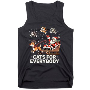 Cats For Everybody Funny Christmas Cat Xmas Santa Tank Top