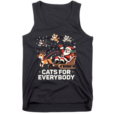 Cats For Everybody Funny Christmas Cat Xmas Santa Tank Top