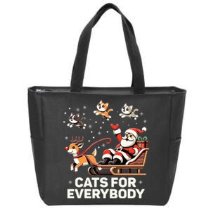 Cats For Everybody Funny Christmas Cat Xmas Santa Zip Tote Bag