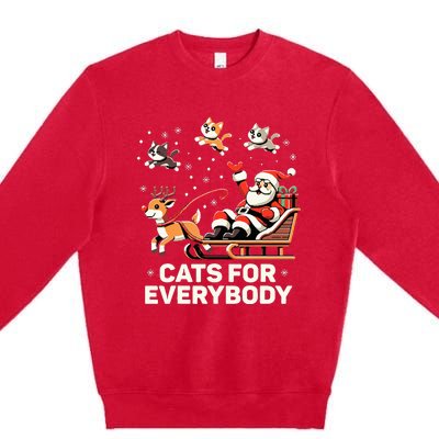 Cats For Everybody Funny Christmas Cat Xmas Santa Premium Crewneck Sweatshirt