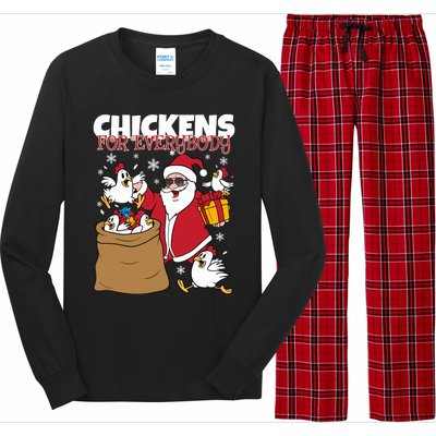 Chickens For Everybody Funny Santa Christmas Chicken Long Sleeve Pajama Set