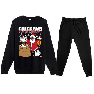 Chickens For Everybody Funny Santa Christmas Chicken Premium Crewneck Sweatsuit Set