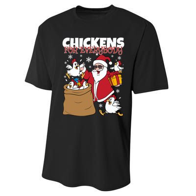 Chickens For Everybody Funny Santa Christmas Chicken Performance Sprint T-Shirt