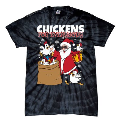 Chickens For Everybody Funny Santa Christmas Chicken Tie-Dye T-Shirt