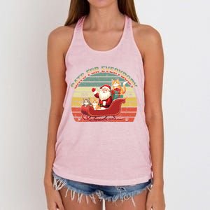 Cats For Everybody Santa Christmas Cat Lovers Gift Women's Knotted Racerback Tank