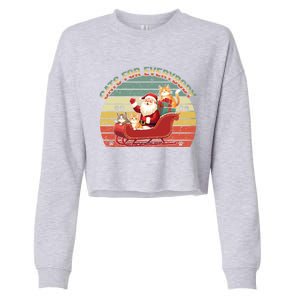 Cats For Everybody Santa Christmas Cat Lovers Gift Cropped Pullover Crew